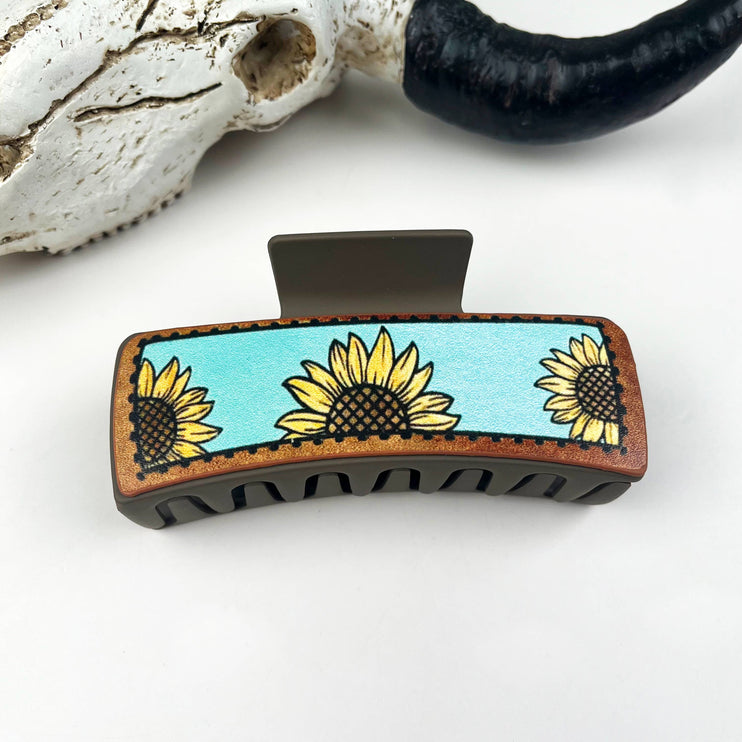 Western Cowboy Vintage Leather Hair Claw Clip - 90061