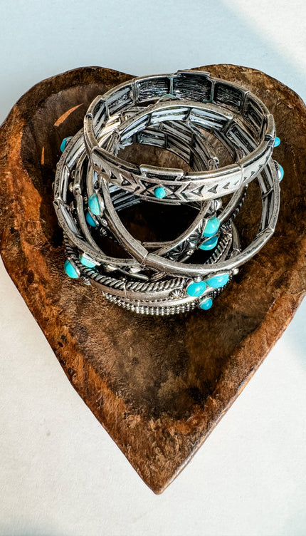 Western Metal Stretch Bangle Bracelet - 4 - OVAL