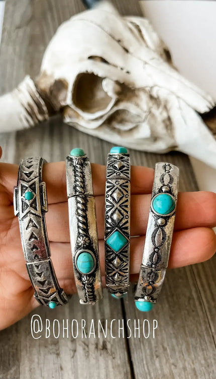 Western Metal Stretch Bangle Bracelet - 4 - OVAL