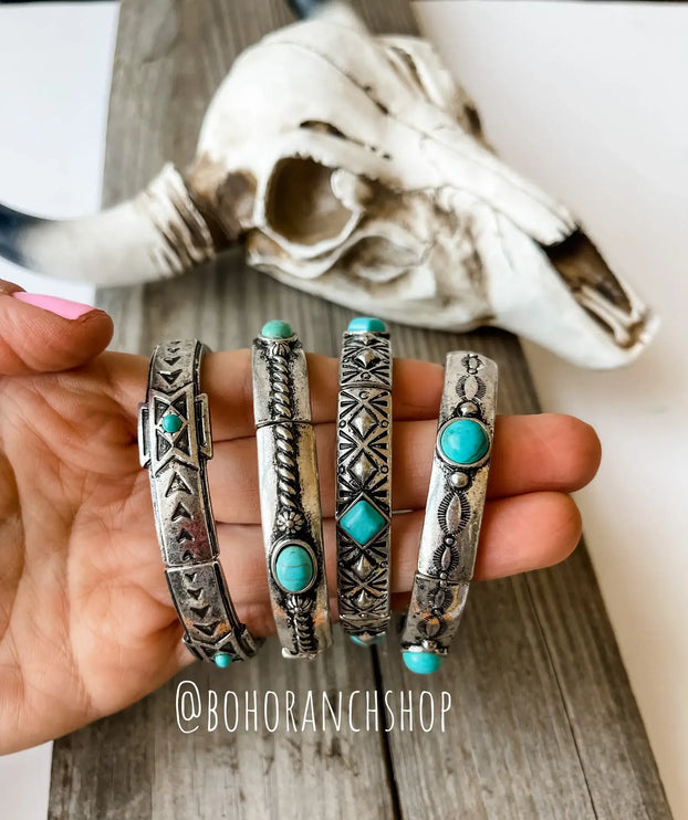 Western Metal Stretch Bangle Bracelet - 4 - OVAL