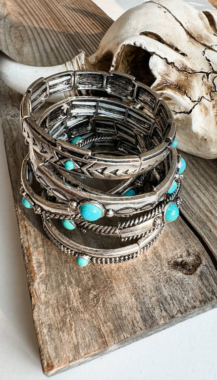 Western Metal Stretch Bangle Bracelet - 4 - OVAL