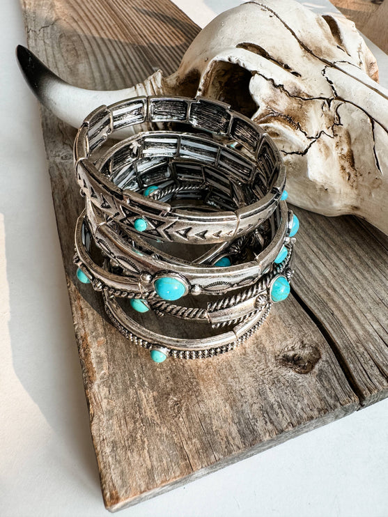 Western Metal Stretch Bangle Bracelet - 4 - OVAL