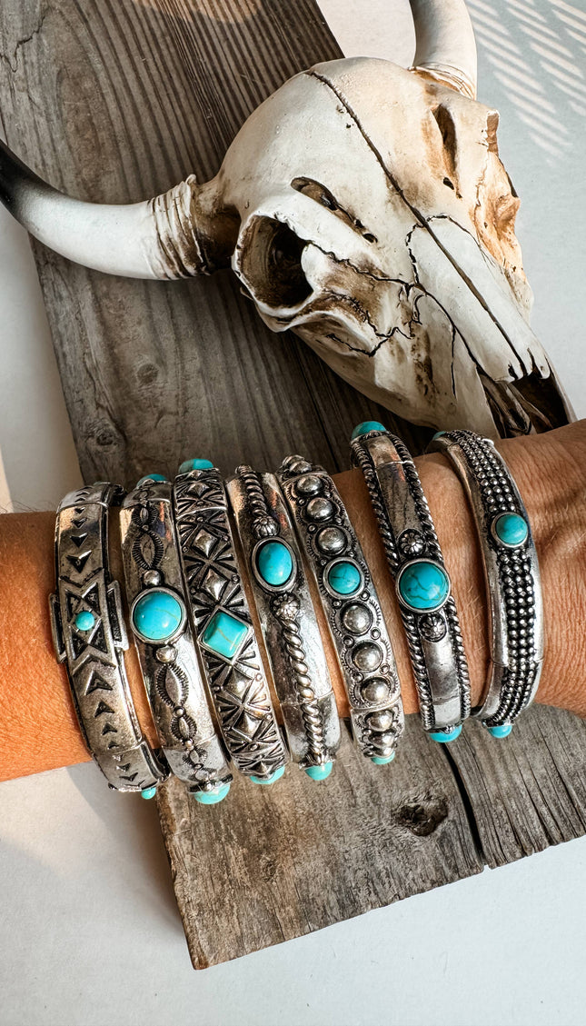 Western Metal Stretch Bangle Bracelet - 4 - OVAL