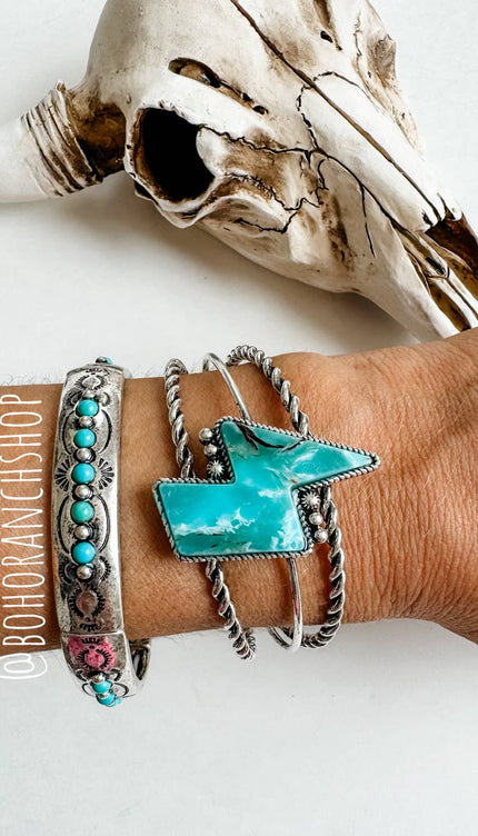 Western Metal Stretch Bangle Bracelet - 4 - OVAL