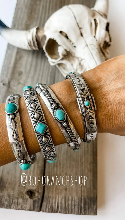 Western Metal Stretch Bangle Bracelet - 4 - OVAL