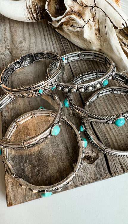 Western Metal Stretch Bangle Bracelet - 4 - OVAL
