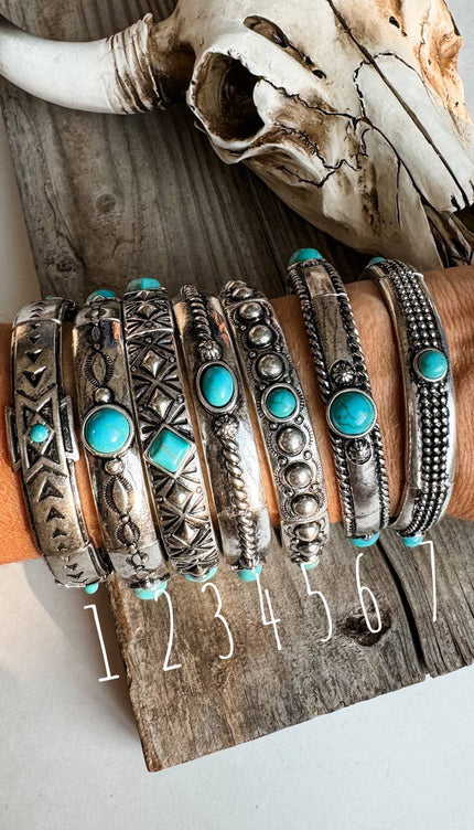 Western Metal Stretch Bangle Bracelet - 4 - OVAL