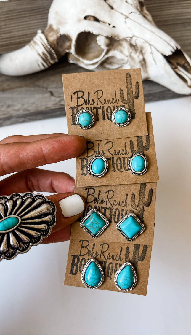 Western Turquoise Stud Earrings