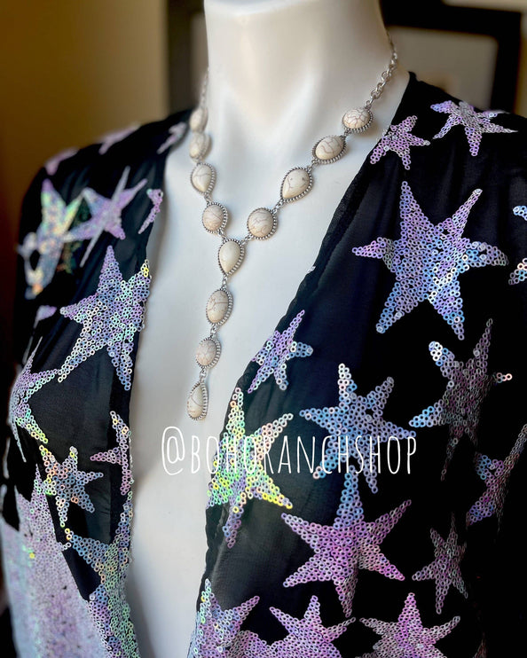 Western Y Necklace - White