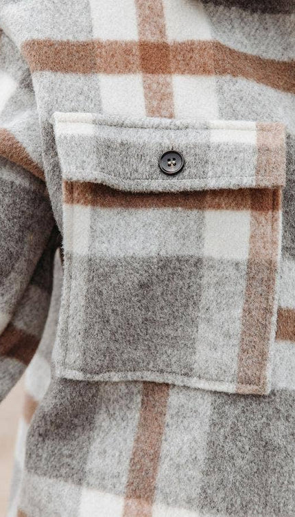Women’s Plaid Button Flannel Shirt Jacket