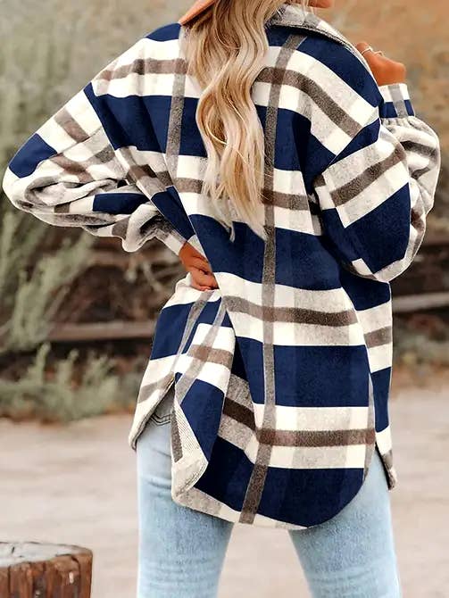 Women’s Plaid Button Flannel Shirt Jacket