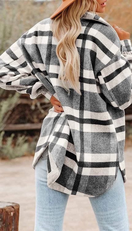 Women’s Plaid Button Flannel Shirt Jacket