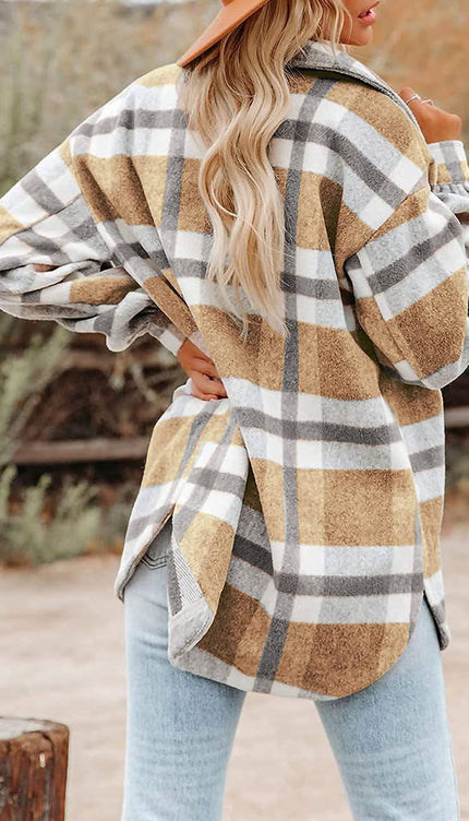 Women’s Plaid Button Flannel Shirt Jacket