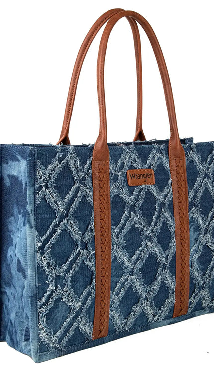 Wrangler Denim Frayed Fringed Design Dual Sided Canvas Wide