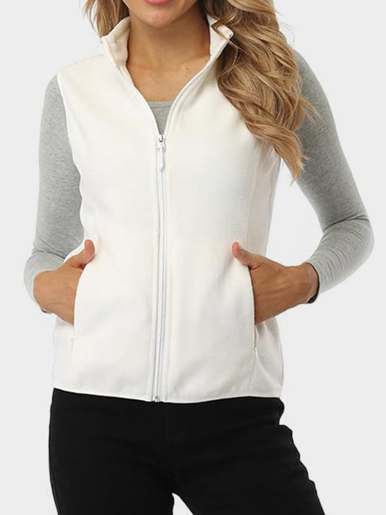 Zip Up Vest with Pockets - White / S